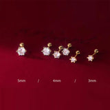 Trustdavis 925 Silver 6 Claw CZ Stud Earrings For Women Wedding