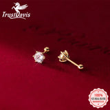 Trustdavis 925 Silver 6 Claw CZ Stud Earrings For Women Wedding
