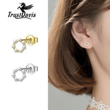 Trustdavis 925 Silver Flower Pearl Stud Earrings DB376
