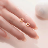 Trustdavis 925 Silver Flower Pearl Stud Earrings DB376