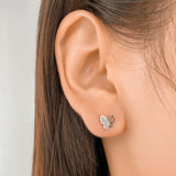 925 Silver Butterfly CZ Stud Earrings Wedding Party Fine Jewelry
