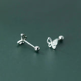 925 Silver Butterfly CZ Stud Earrings Wedding Party Fine Jewelry