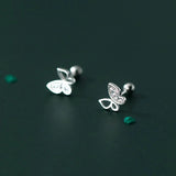 925 Silver Butterfly CZ Stud Earrings Wedding Party Fine Jewelry