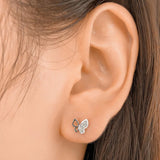 925 Silver Butterfly CZ Stud Earrings Wedding Party Fine Jewelry