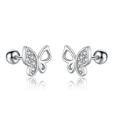 925 Silver Butterfly CZ Stud Earrings Wedding Party Fine Jewelry