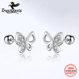 925 Silver Butterfly CZ Stud Earrings Wedding Party Fine Jewelry