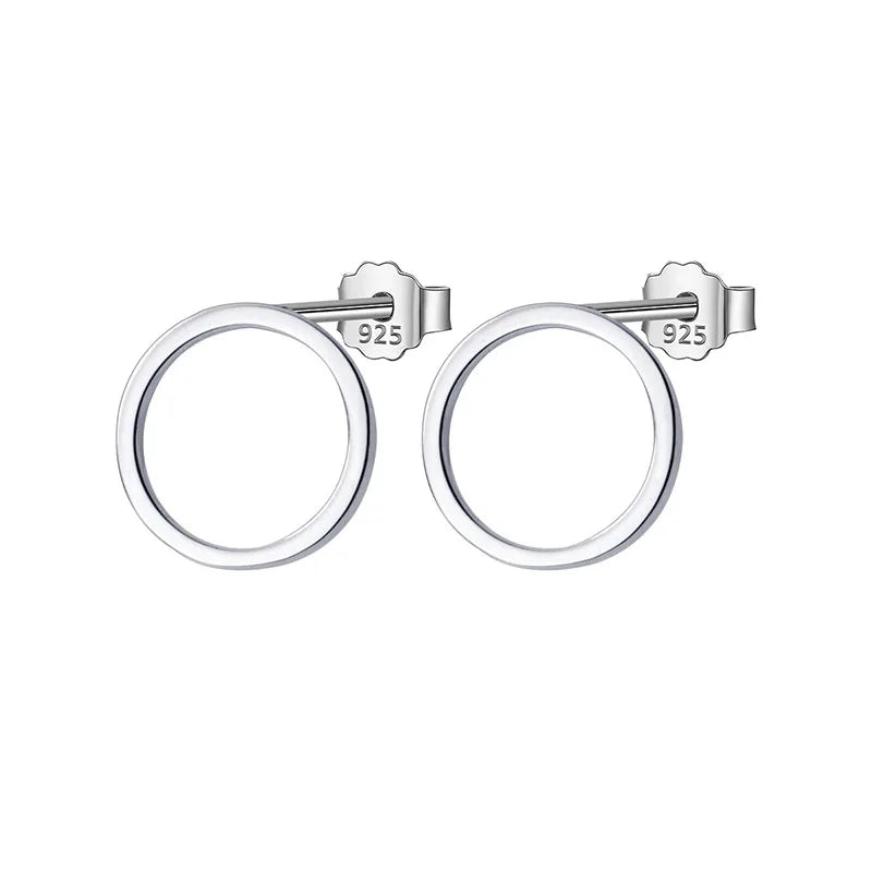 Trustdavis 925 Silver Hollow Round Stud Earrings Wedding Party S925 Jewelry