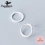 Trustdavis 925 Silver Hollow Round Stud Earrings Wedding Party S925 Jewelry