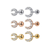 Trustdavis 925 Silver Mini Moon CZ Stud Earrings For Women Girls