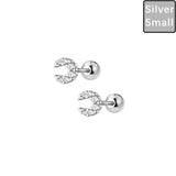 Trustdavis 925 Silver Mini Moon CZ Stud Earrings For Women Girls