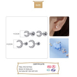 Trustdavis 925 Silver Mini Moon CZ Stud Earrings For Women Girls