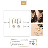 Trustdavis 925 Sterling Silver Pearl Hook Stud Earrings for Women Wedding