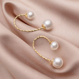 Trustdavis 925 Sterling Silver Pearl Hook Stud Earrings for Women Wedding
