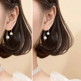 Trustdavis 925 Sterling Silver Pearl Hook Stud Earrings for Women Wedding