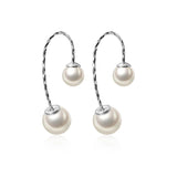 Trustdavis 925 Sterling Silver Pearl Hook Stud Earrings for Women Wedding