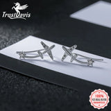Trustdavis 925 Silver Plane Star Ear Hook Stud Earrings Wedding Jewelry H072