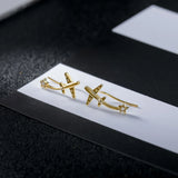 Trustdavis 925 Silver Plane Star Ear Hook Stud Earrings Wedding Jewelry H072