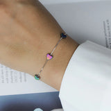 Trustdavis 925 Silver Heart Love Chain Bracelet Wedding Party S925 Jewelry
