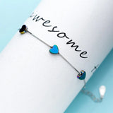 Trustdavis 925 Silver Heart Love Chain Bracelet Wedding Party S925 Jewelry