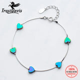 Trustdavis 925 Silver Heart Love Chain Bracelet Wedding Party S925 Jewelry