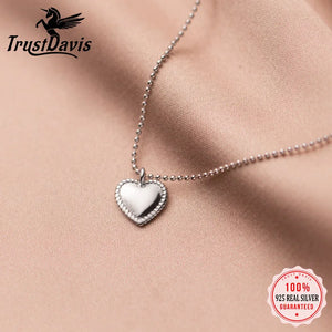 Trustdavis 925 Sterling Silver Heart Love Pendant Necklace
