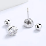 Trustdavis 925 Silver CZ Beads Stud Earrings Wedding Jewelry
