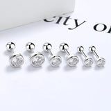 Trustdavis 925 Silver CZ Beads Stud Earrings Wedding Jewelry