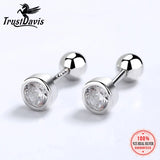Trustdavis 925 Silver CZ Beads Stud Earrings Wedding Jewelry