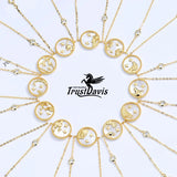 Trustdavis 925 Silver Shell Crystal Round 12 Constellation Bracelet Bangle