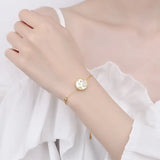 Trustdavis 925 Silver Shell Crystal Round 12 Constellation Bracelet Bangle