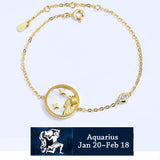 Trustdavis 925 Silver Shell Crystal Round 12 Constellation Bracelet Bangle