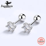 Trustdavis 925 Silver CZ Stud Earrings Wedding Jewelry
