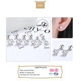 Trustdavis 925 Silver CZ Stud Earrings Wedding Jewelry