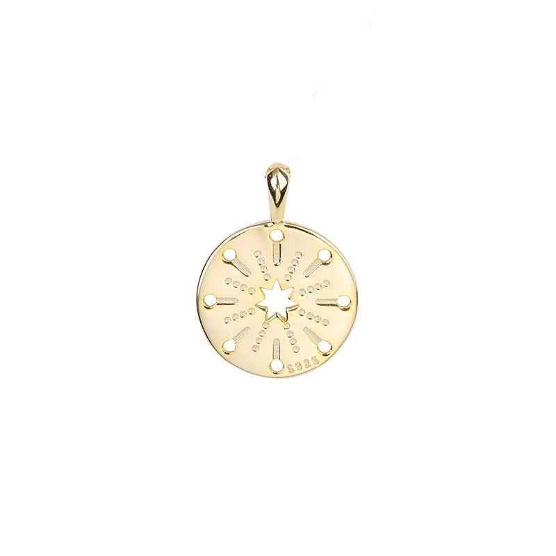 Trustdavis 925 Sterling Silver 18K Coin Charm Pendant DIY Jewelry