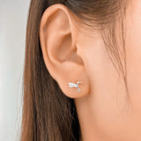 Trustdavis 925 Sterling Silver Bird Stud Earring Wedding Party Fine Jewelry