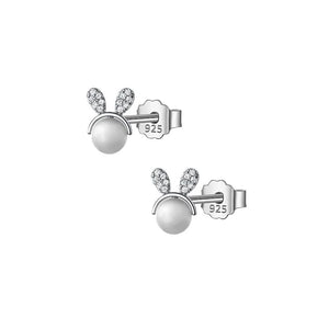 Trustdavis 925 Silver Rabbit Charm Stud Earrings For Women