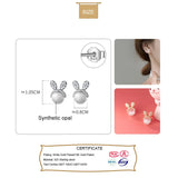 Trustdavis 925 Silver Rabbit Charm Stud Earrings For Women