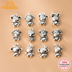 Trustdavis 925 Silver Zodiac Charm Pendant DIY Jewelry DZ179