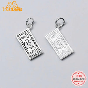 Trustdavis 925 Sterling Silver Dollar Money Charm Pendant DIY Jewelry DZ230