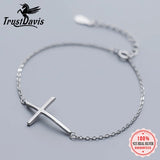 Trustdavis 925 Silver Sweet Faith Cross Bracelet Anklets