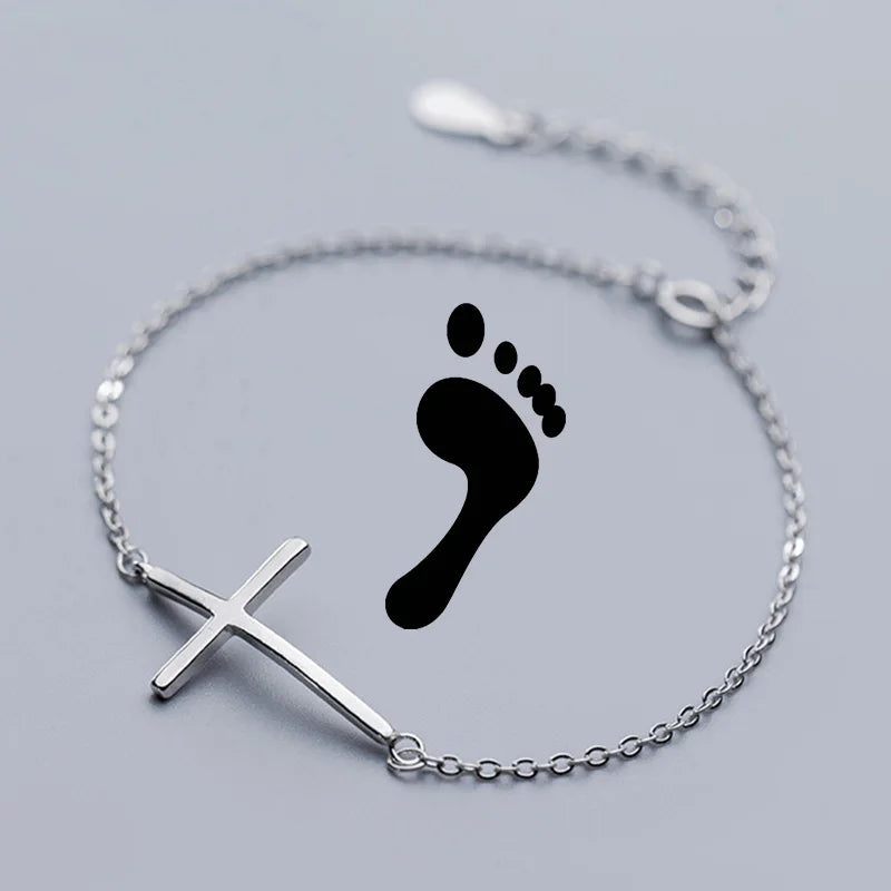 Trustdavis 925 Silver Sweet Faith Cross Bracelet Anklets