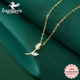 Trustdavis 925 Silver Sweet Tulip CZ Necklace Women Wedding Party Jewelry