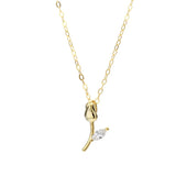 Trustdavis 925 Silver Sweet Tulip CZ Necklace Women Wedding Party Jewelry
