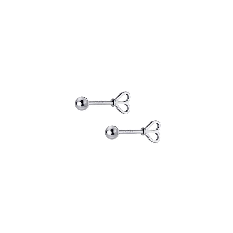 Trustdavis 925 Silver Sweet Heart Beads Stud Earrings Wedding Fine Jewelry