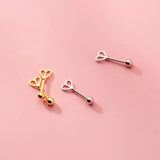 Trustdavis 925 Silver Sweet Heart Beads Stud Earrings Wedding Fine Jewelry