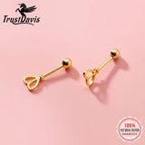 Trustdavis 925 Silver Sweet Heart Beads Stud Earrings Wedding Fine Jewelry