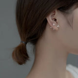 Trustdavis 925 Silver Sweet Heart Beads Stud Earrings Wedding Fine Jewelry