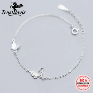 Trustdavis 925 Silver Sweet INS Butterfly Bracelet Women Wedding Party DA1728