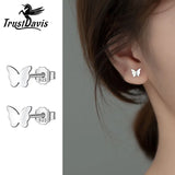 Trustdavis 925 Silver Butterfly Stud Earrings Wedding Party Fine Jewelry