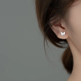 Trustdavis 925 Silver Butterfly Stud Earrings Wedding Party Fine Jewelry